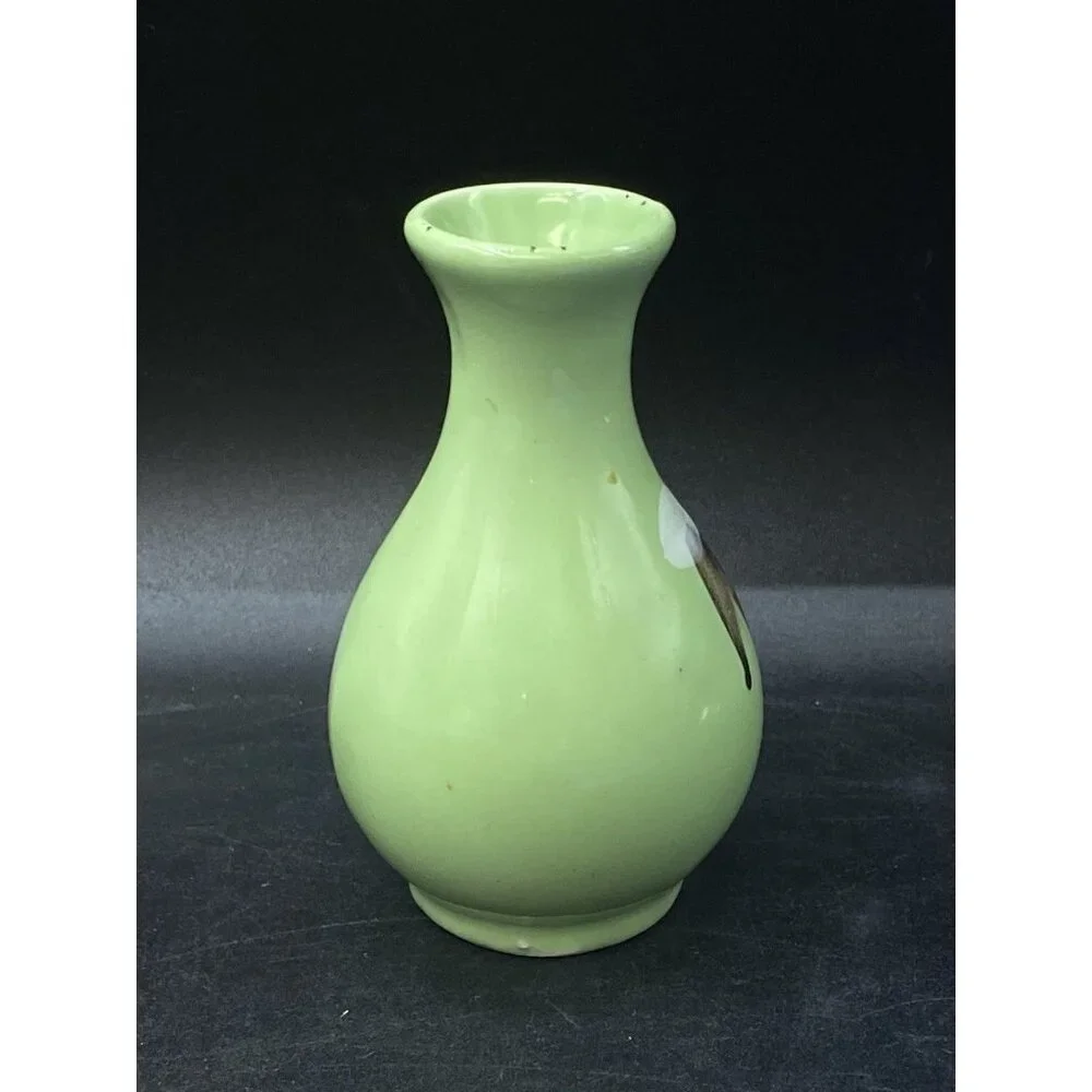 Mini Charcon Ceramic Floral 4” Bud Vase Chartreuse Green